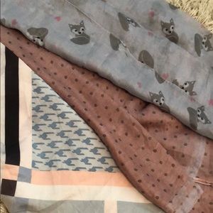 3 cute silk like scarfs
